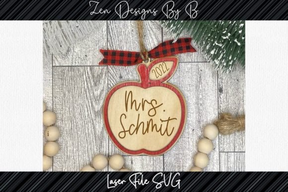 2022 Teacher Apple Ornament Laser SVG for Graphics and Crafts