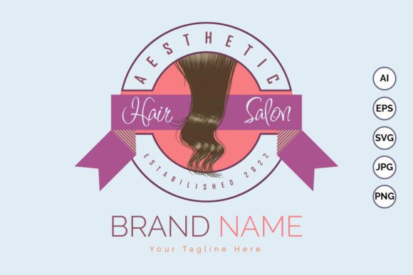 Aesthetic Hair Salon Logo Design Templat for Graphics and Logos
