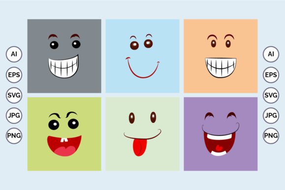 Cartoon Smile Expressions Set Vector for Graphics and Illustrations