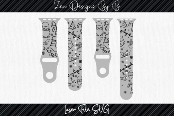 Christmas Doodles Watch Band Laser SVG for Graphics & Crafts