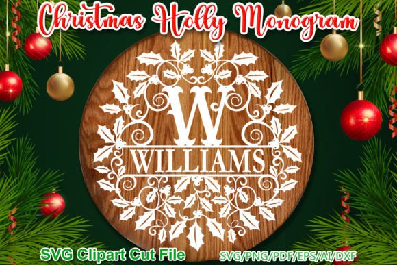Christmas Holly Alphabet Monogram SVG: Graphics for Seasonal Illustrations