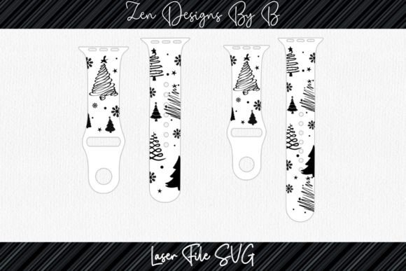 Christmas Trees Watch Band Laser SVG for Winter Amp