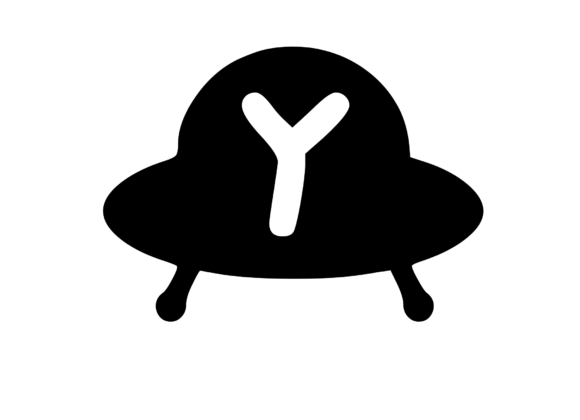 Cute Alien UFO with Playful Mono Y for Graphics and Crafts