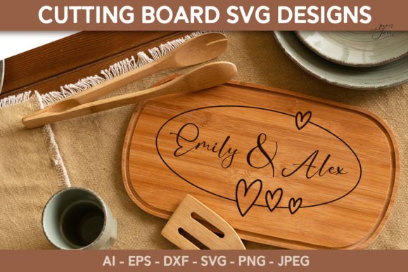 Cutting Board SVG PNG Wedding Monogram for Crafts and Graphics