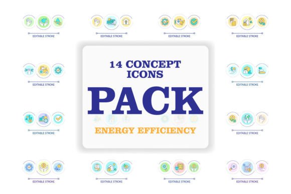 Energy Efficiency Loop Concept Icons Set: Graphics for Modern Publishing