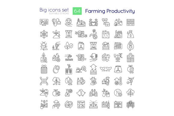 Farming Productivity Svg Linear Icon Set for Graphics and Icons