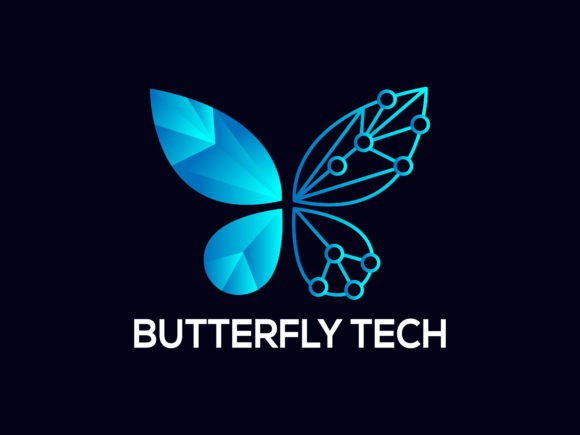 Gradient Butterfly Tech Logo: Premium Graphics and Logos for Local Brands