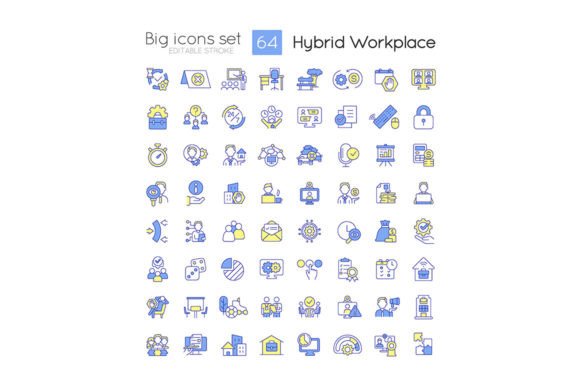 Hybrid Workplace Svg Color Icons Set for Modern Graphics