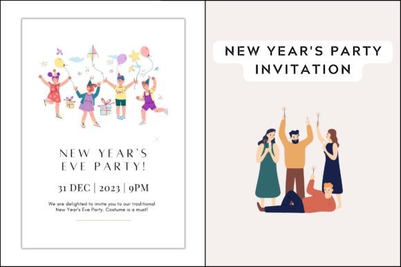 New Year Party Invitation Card Printable Graphics for Modern Blogs