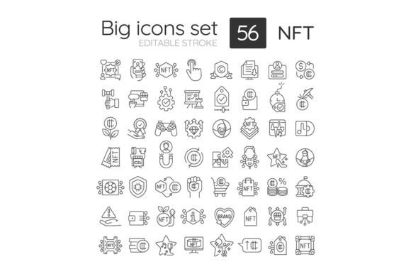 NFT Svg Linear Icons Set for Graphics and Icons