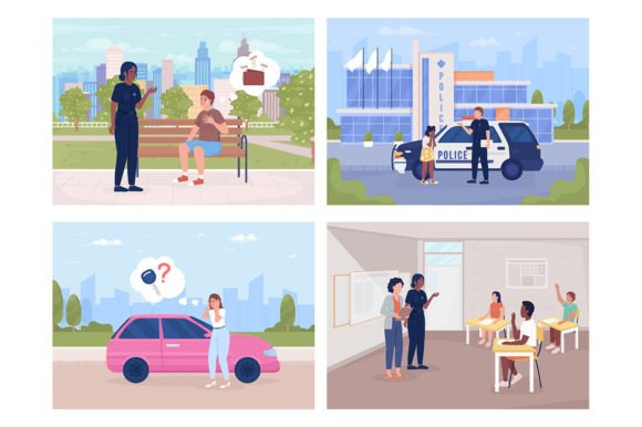 Police Service Illustrations Set: Graphics for Local Branding