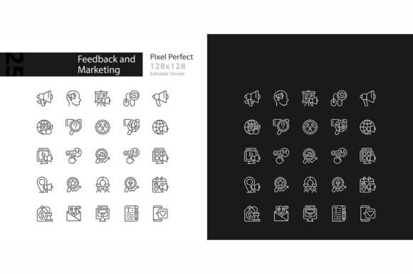 Reviewing Feedback and Marketing Svg Icon Set for Client Graphics