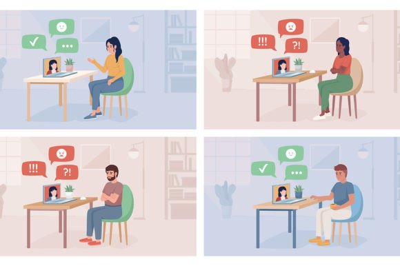 Reviewing Feedbacks Flat Color Vector Illustration for Graphics and Branding