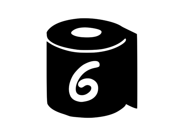 Toilet Paper Roll with Playful Mono 6 Graphics for Crafts