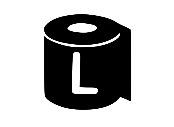 Toilet Paper Roll with Playful Mono L Graphics for Crafts