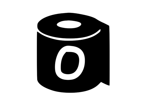 Toilet Paper Roll with Playful Mono O Graphics for Crafts