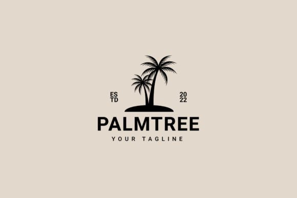 Vintage Style Palm Tree Logo Design for Graphics and Logos