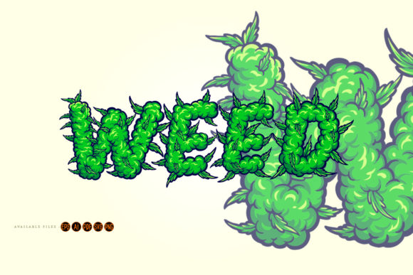 Weed Lettering with Smoke Effect Graphics and Illustrations