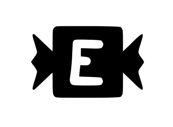 Wrapped Toffee with Playful Mono E: A Graphic Design Asset for Crafts and Graphics